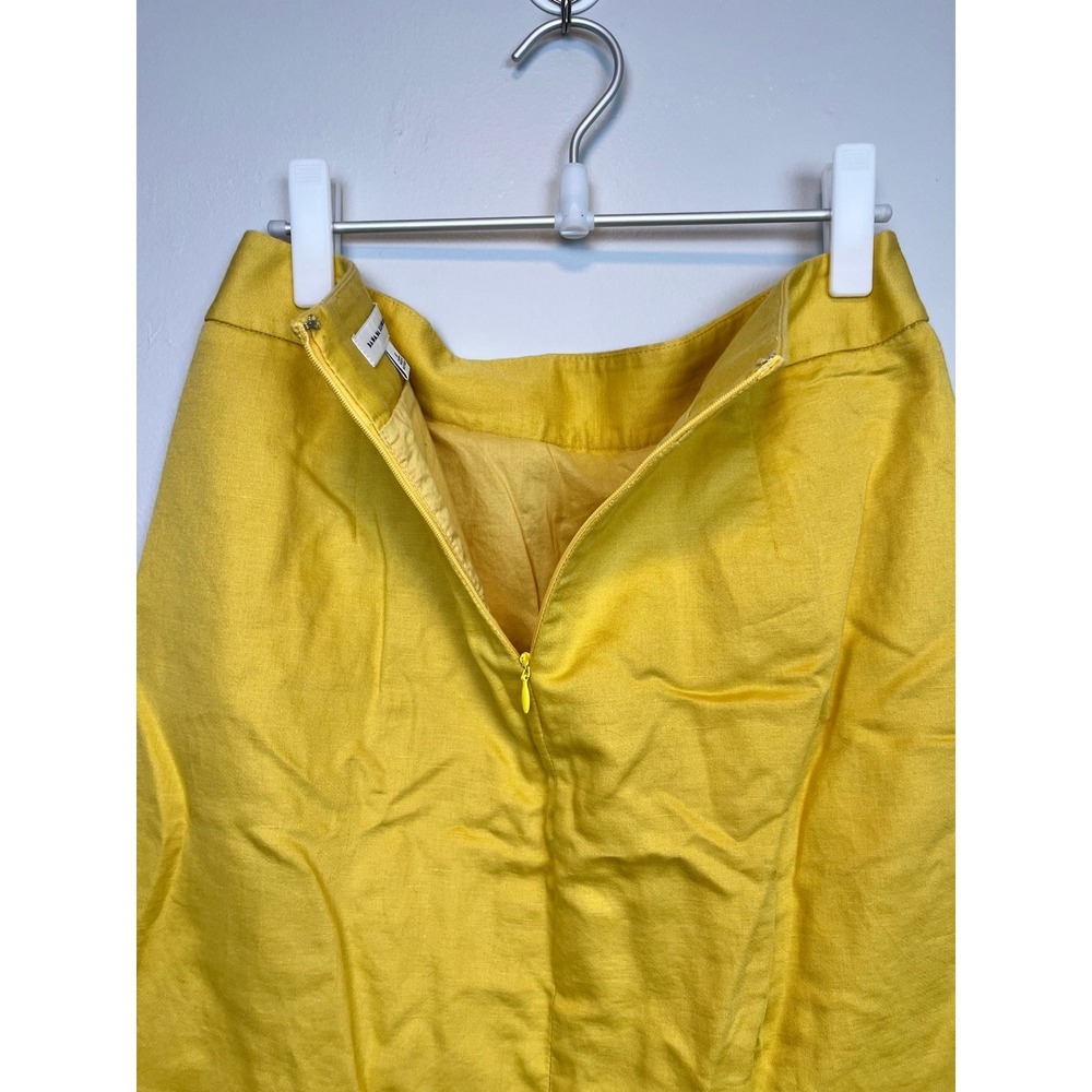 Banana Republic Yellow Linen Cotton Pleated A-Line Mini Skirt Size 6 - Picture 4 of 10